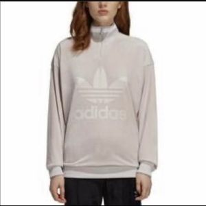 Adidas half zip pink pull over velour